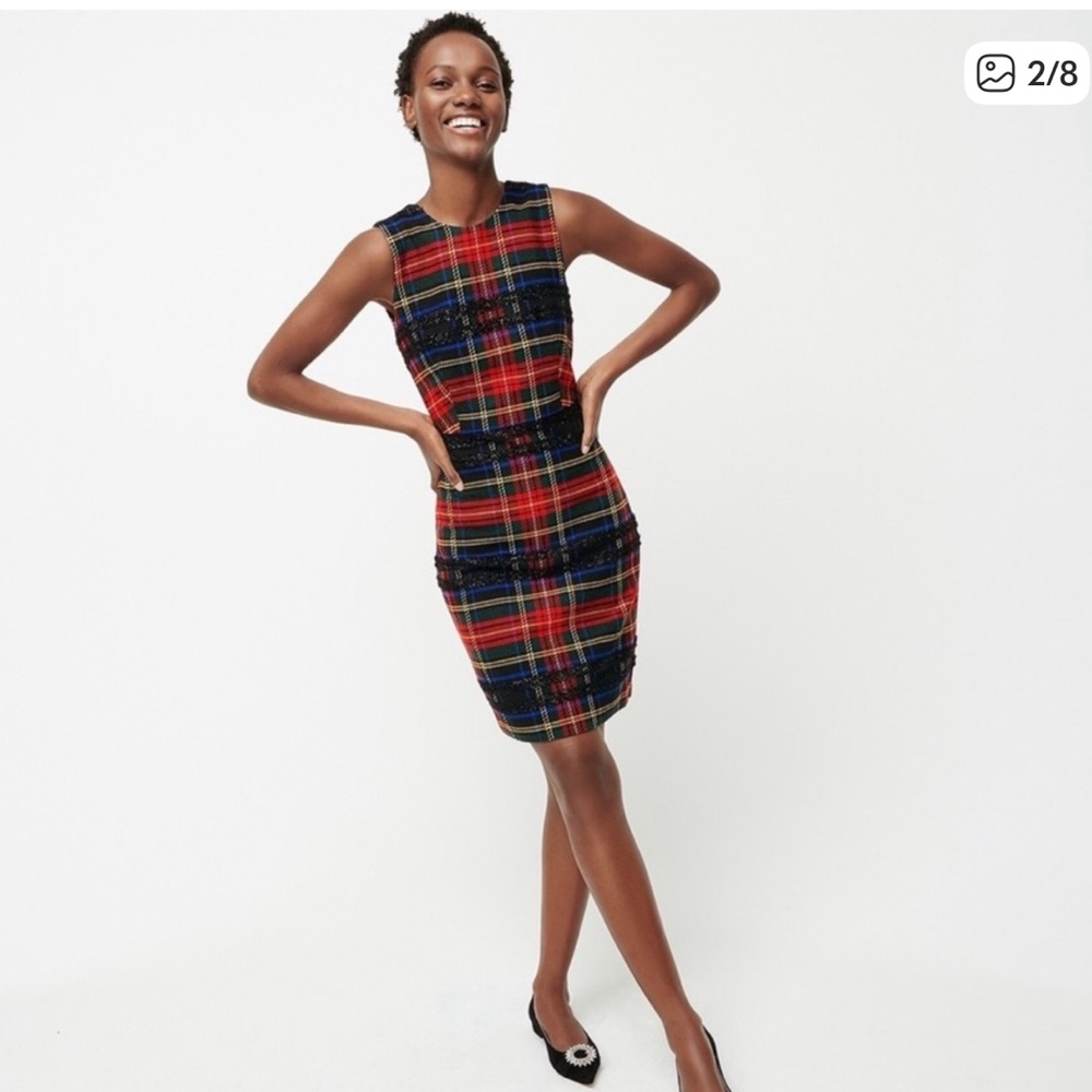J. Crew Sheath Dress in Lurex® Stewart Tartan